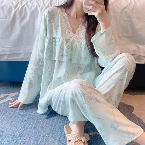 新款棉绸家居服套装女夏空调房