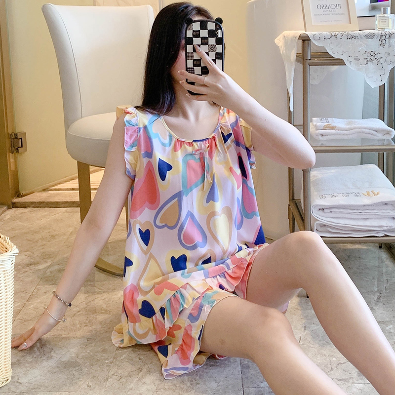 新款睡衣女夏季无袖棉绸宽松