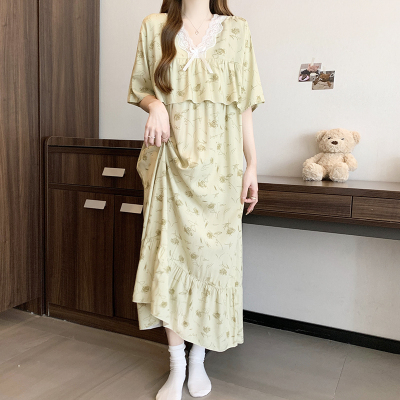 女夏季棉绸睡裙凉感薄款家居服
