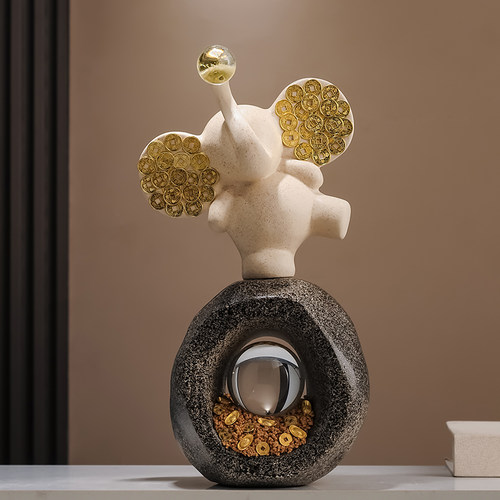 石来运转招财大象摆件玄关电视柜高级感办公室客厅装饰品乔迁礼物