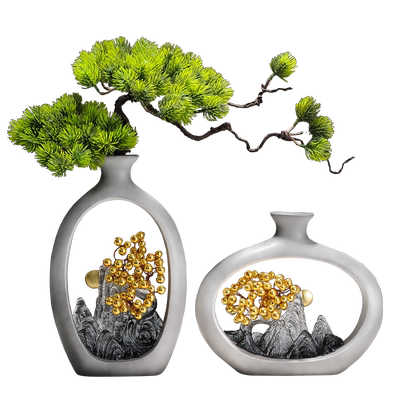 摆件玄关迎客松新中式