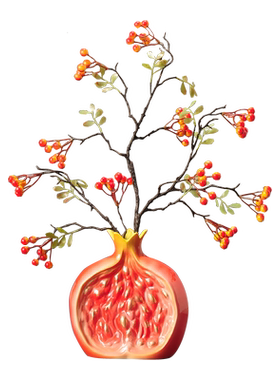 石榴花瓶装饰陶瓷摆件新中式