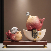 年年有余聚宝盆锦鲤鱼开业招财摆件客厅玄关酒柜装 饰乔迁新居礼物