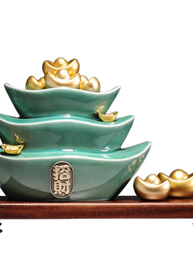 招财聚宝盆摆件新中式家居客厅办公室博古架高档装饰品乔迁礼物