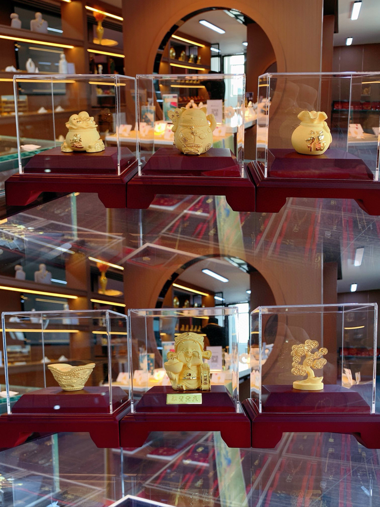 铸金999金元宝财神爷招财猫聚宝盆小福袋金钱树原创设计实体店铺