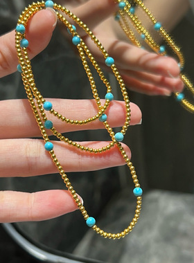 18K金美松石榴石手链项链原创设计实物拍摄深圳水贝实体店可代发