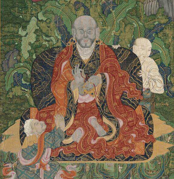 阿罗汉,乾隆年间1794年 西藏绘画唐卡高清电子图片喷绘临摹素材