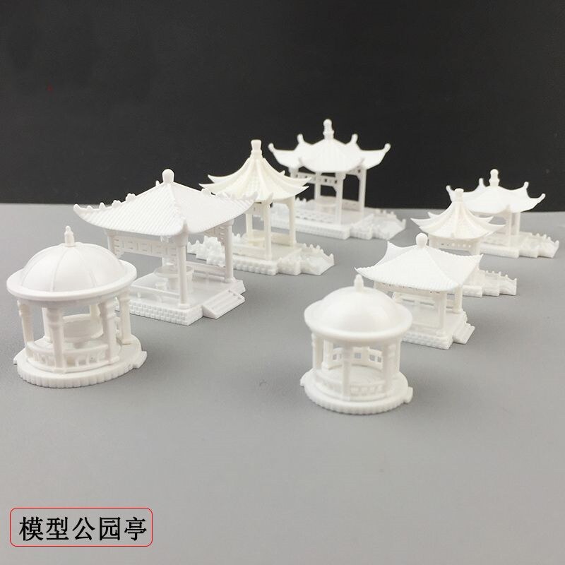 沙盘建筑模型亭子仿真公园景观公园亭凉亭四角六角八角亭子古亭