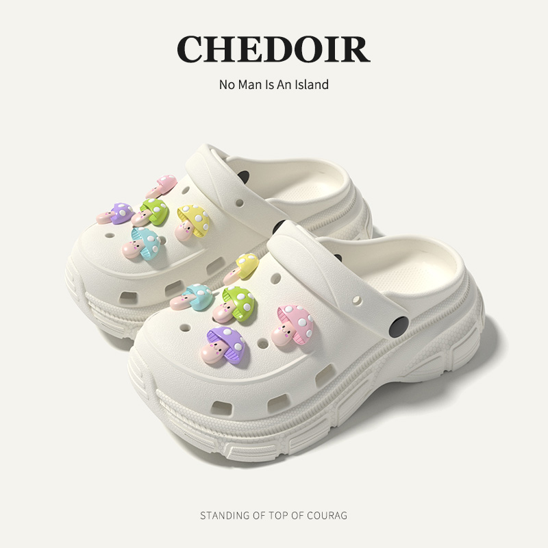 chedoir菇仔洞洞鞋厚底外穿女款夏季ins沙滩鞋家居防滑包头凉拖鞋