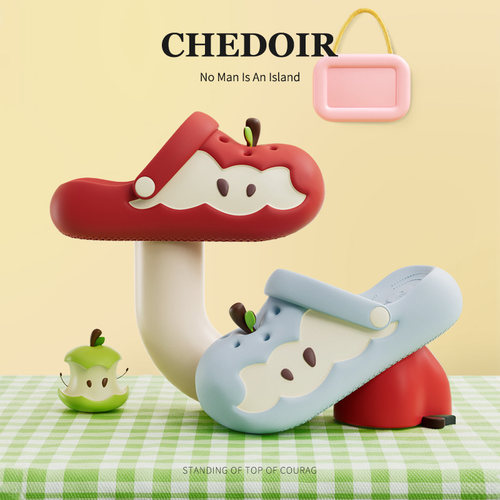 CHEDOIR夏季苹果头洞洞鞋