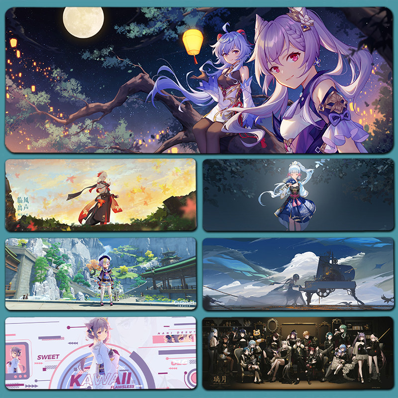 原神主题动漫超大电脑鼠标垫雷电将军高级感办公室护手腕桌垫定制