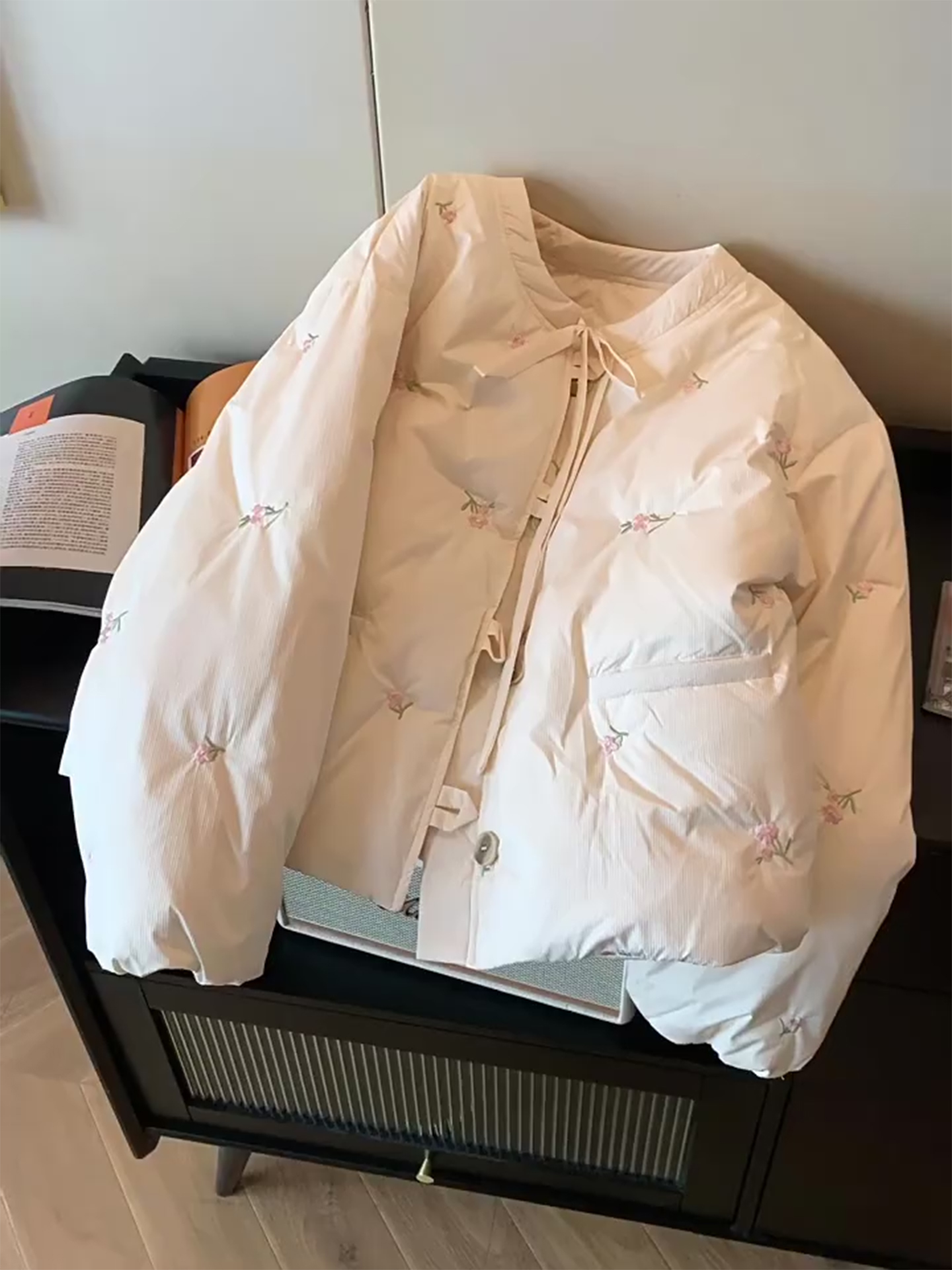 韩版时尚刺绣碎花羽绒棉服女2025新款冬季加厚保暖面包服棉袄外套