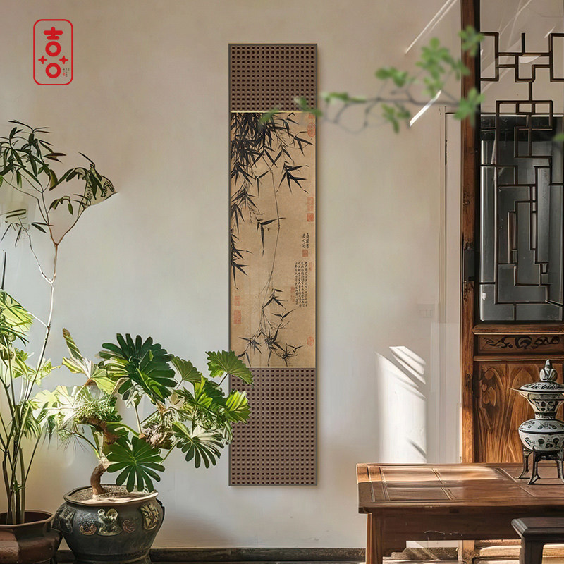 宋代美学 新中式玄关山水背景墙装饰画民宿茶室书房挂画复古壁画