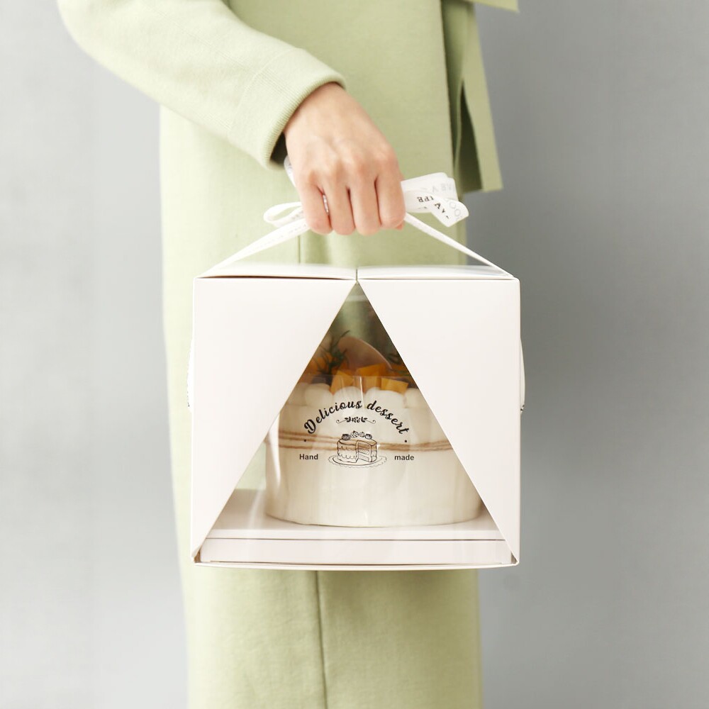 手提高档4/6/8寸四六八透明生日蛋糕盒网红打包千层慕斯包装盒子