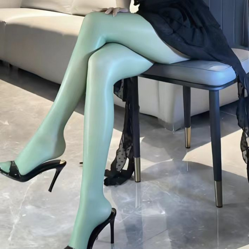 马油袜油亮春夏秋显瘦黑色极光打