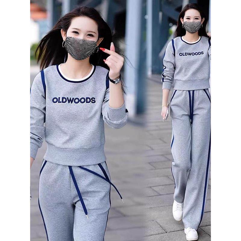 ROUMIKL休闲运动套装女2025春秋新款宽松大码时尚显瘦小个子跑步