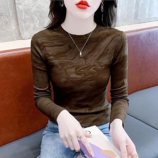 ROUMIKL长袖t恤女秋季修身流行洋气打底衫2025新款今年流行爆款别