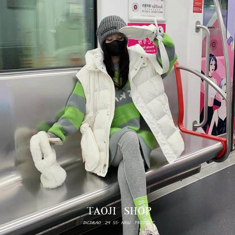 KATTERLLG时尚羽绒棉马甲外套女2024冬季新款设计感宽松中长款坎