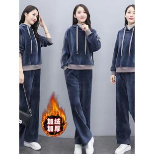 ROUMIKL金丝绒运动套装女2025秋冬季新款时尚休闲服加绒加厚卫衣