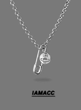 双链叠戴项链钛钢不掉色别针吊坠