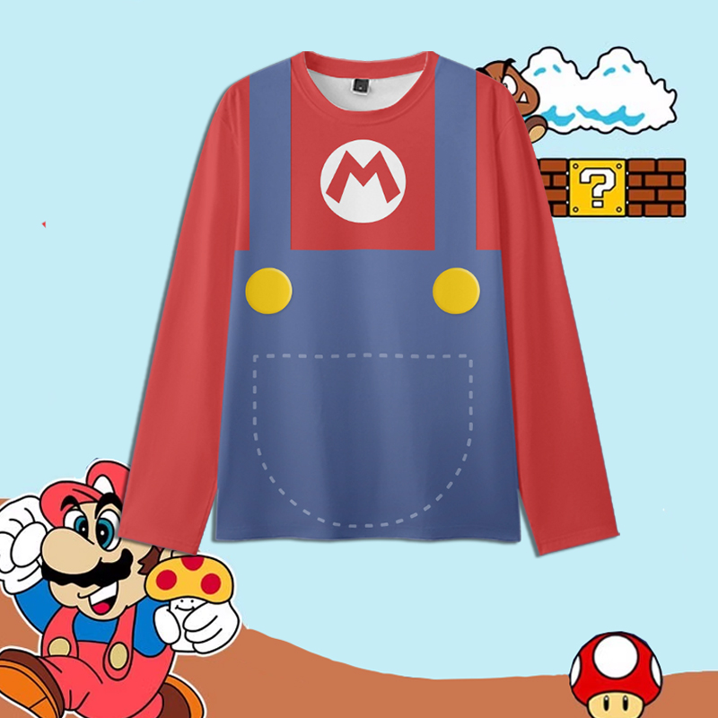 马里奥动漫同款t恤男长袖