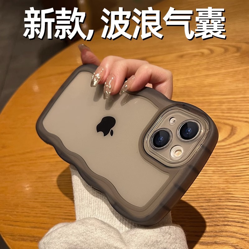 波浪气囊适用苹果14promax手机壳新款iphone14Pro保护套ip13透明硅胶12por镜头全包防摔高级感11男女潮PM简约 3C数码配件 手机保护套/壳 原图主图