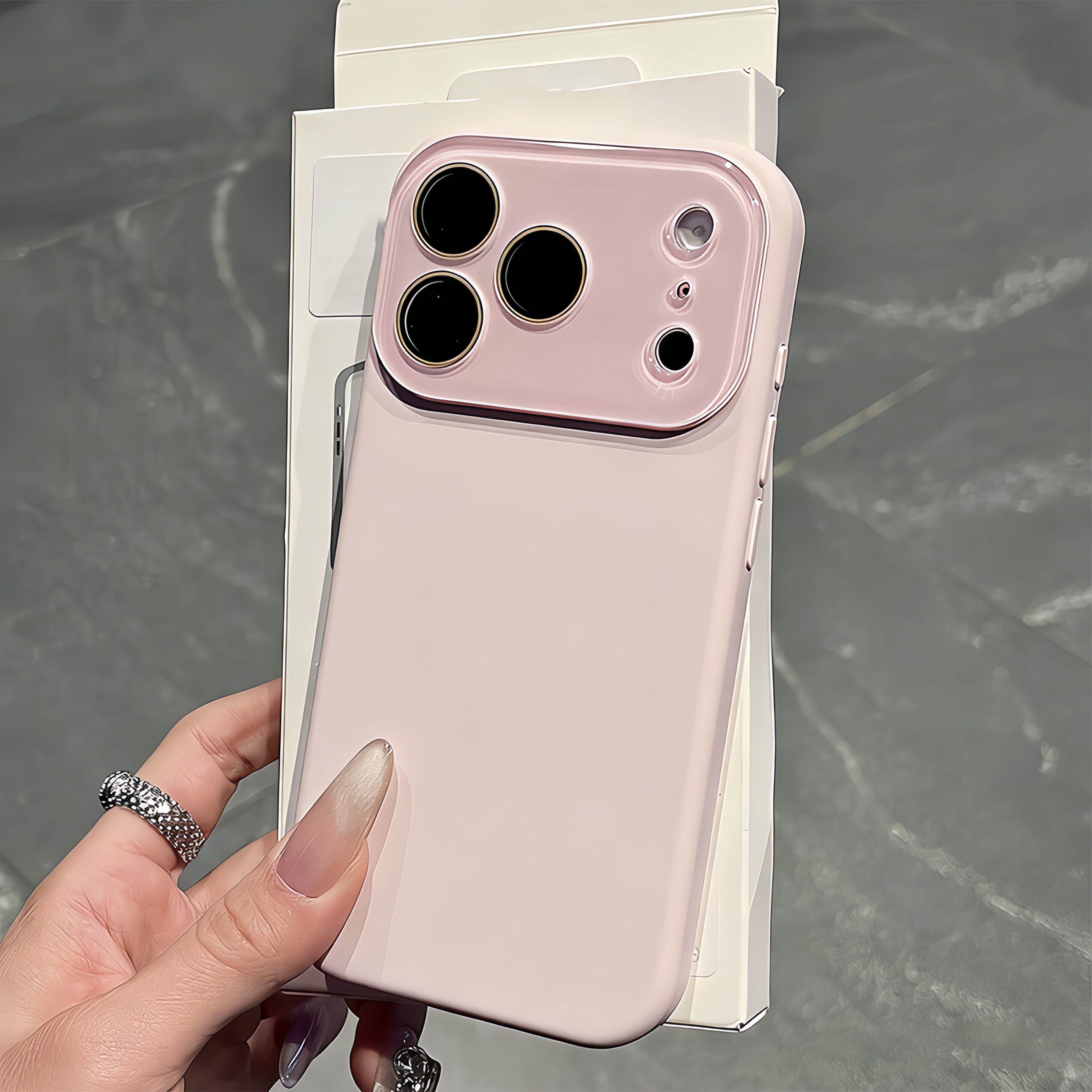 小视窗纯色液态硅胶适用iphone17promax手机壳新款粉苹果16pro简约情侣15pro超好看pm全包防摔保护套ip14超火