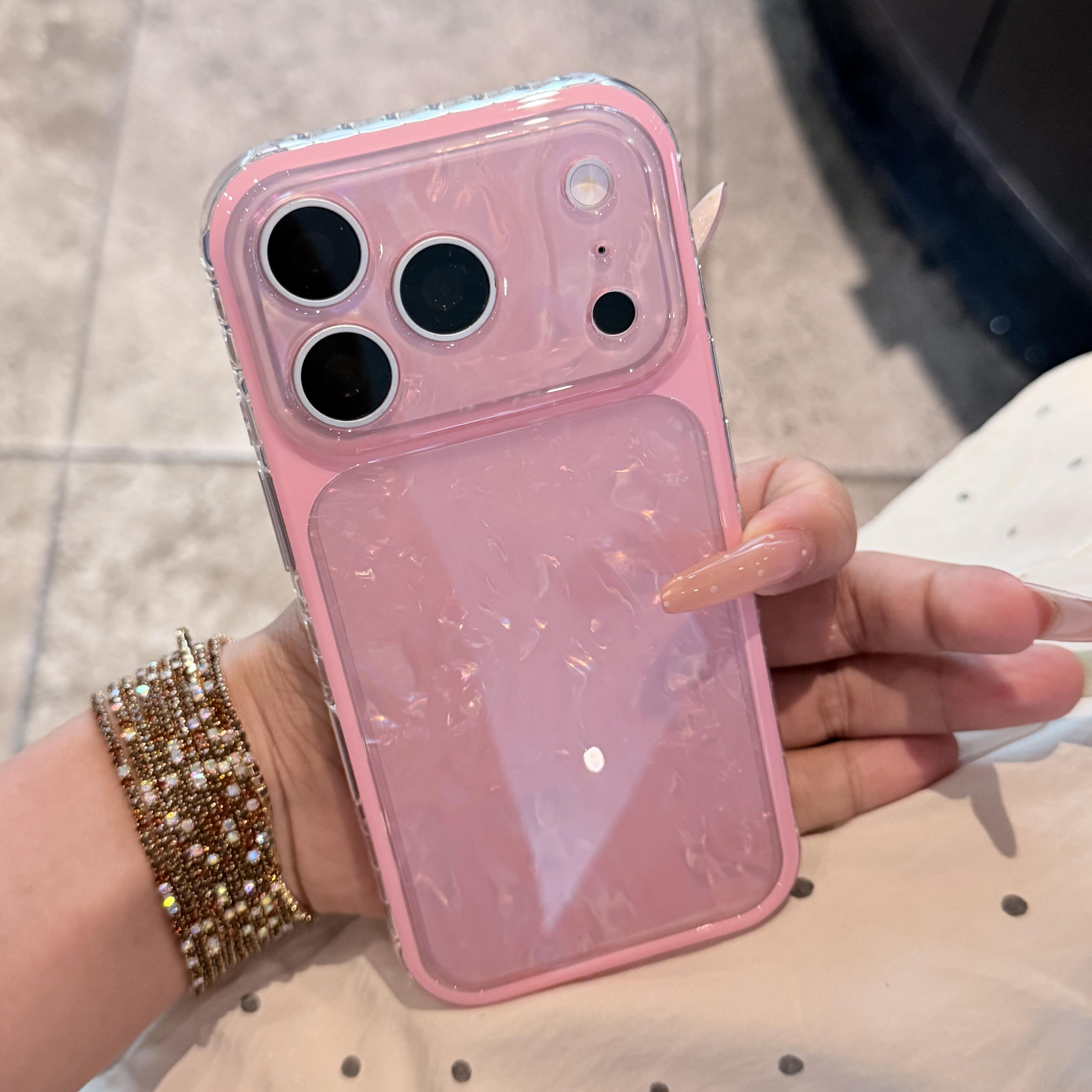 镭射贝壳纹适用苹果17promax手机壳新款ai按键全包灵敏不卡顿iPhone16肤感软边防摔15pro超好看女款轻薄外壳