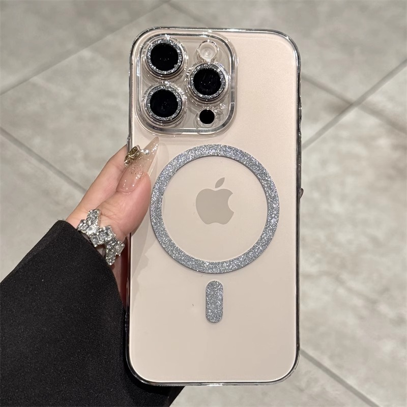 闪粉磁吸适用苹果16promax手机壳新款小众iPhone15pro奢华超薄14pm全包防摔13高级感超好看保护套女plus网红