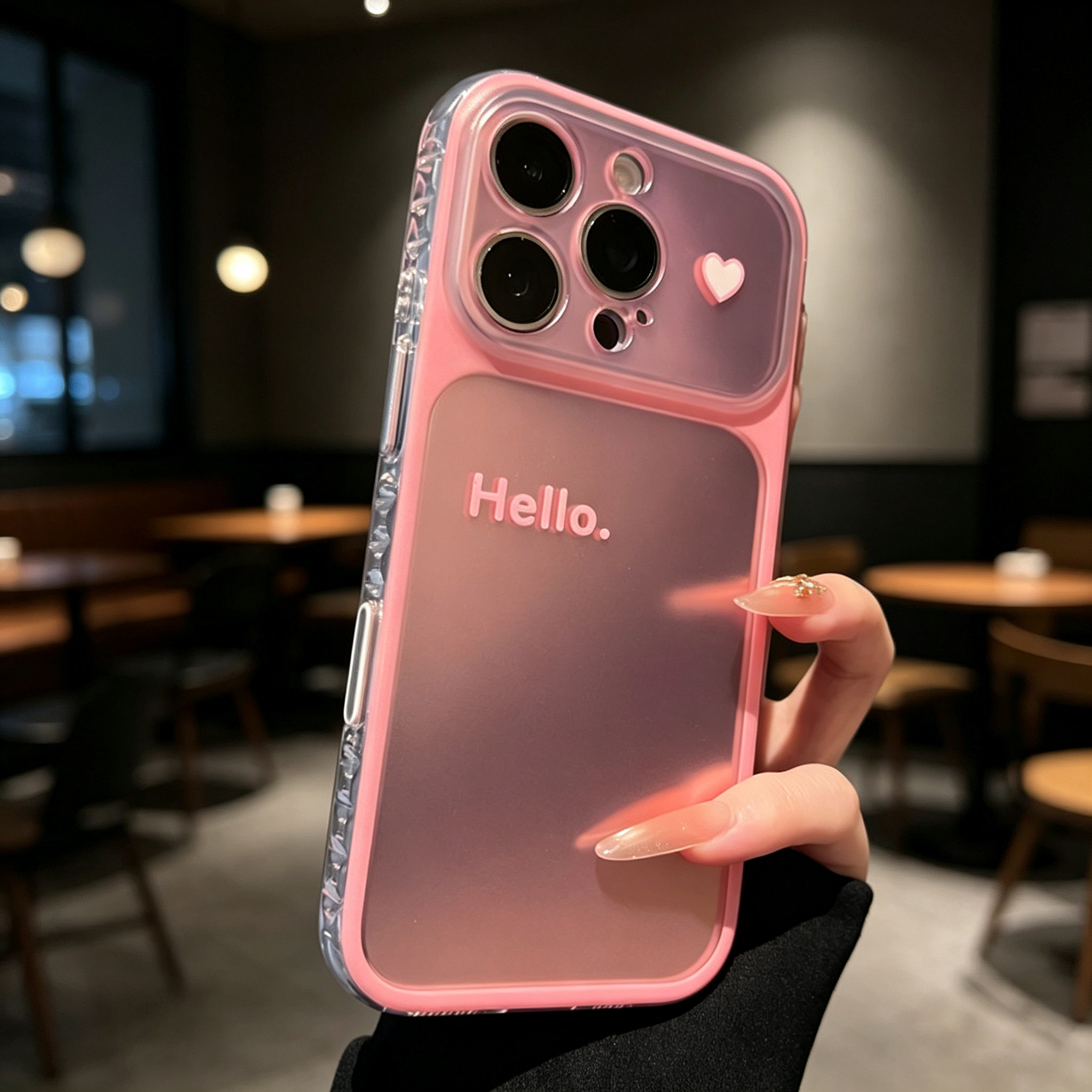 玫红色hello英文适用苹果iphone18promax手机壳新款17pro高级感好看独特16pm简约创意15镜头全包小众女外壳套