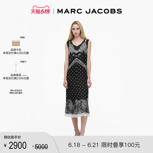 【季末折扣】MARC JACOBS/莫杰 MJ 黑色波点无袖修身连衣裙