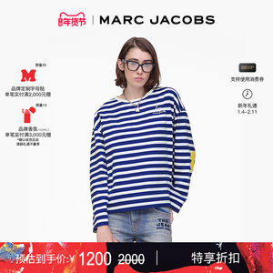 【新年特惠】MARC JACOBS/莫杰 纯棉蓝白条纹小雏菊休闲长袖T恤