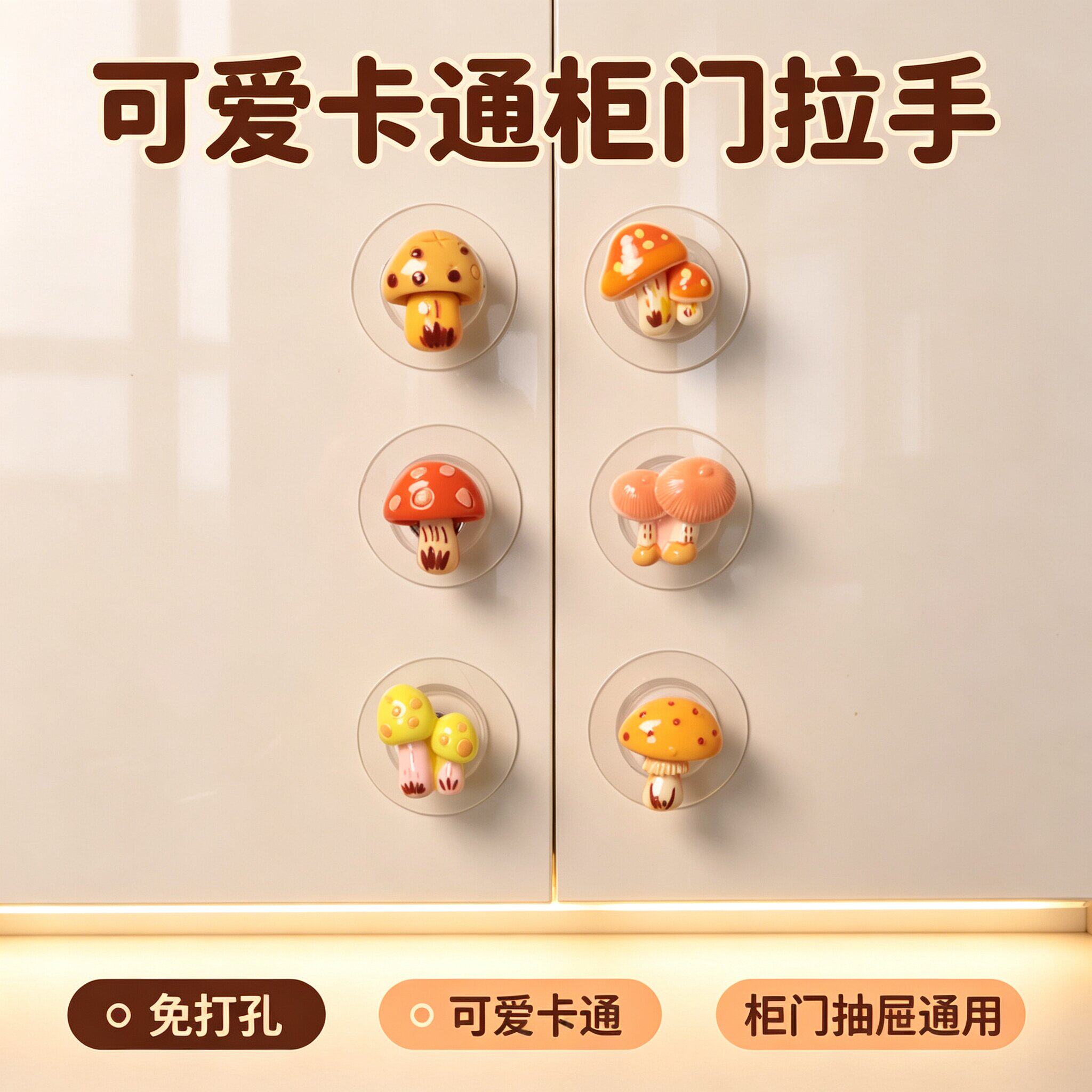小蘑菇柜门拉手强力通用