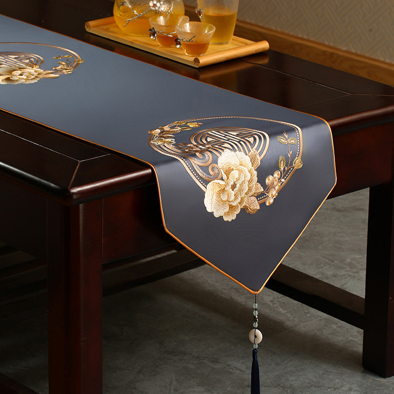 新中式禅意桌旗茶席餐桌旗茶巾布艺茶几玄关电视柜旗长条桌布高档
