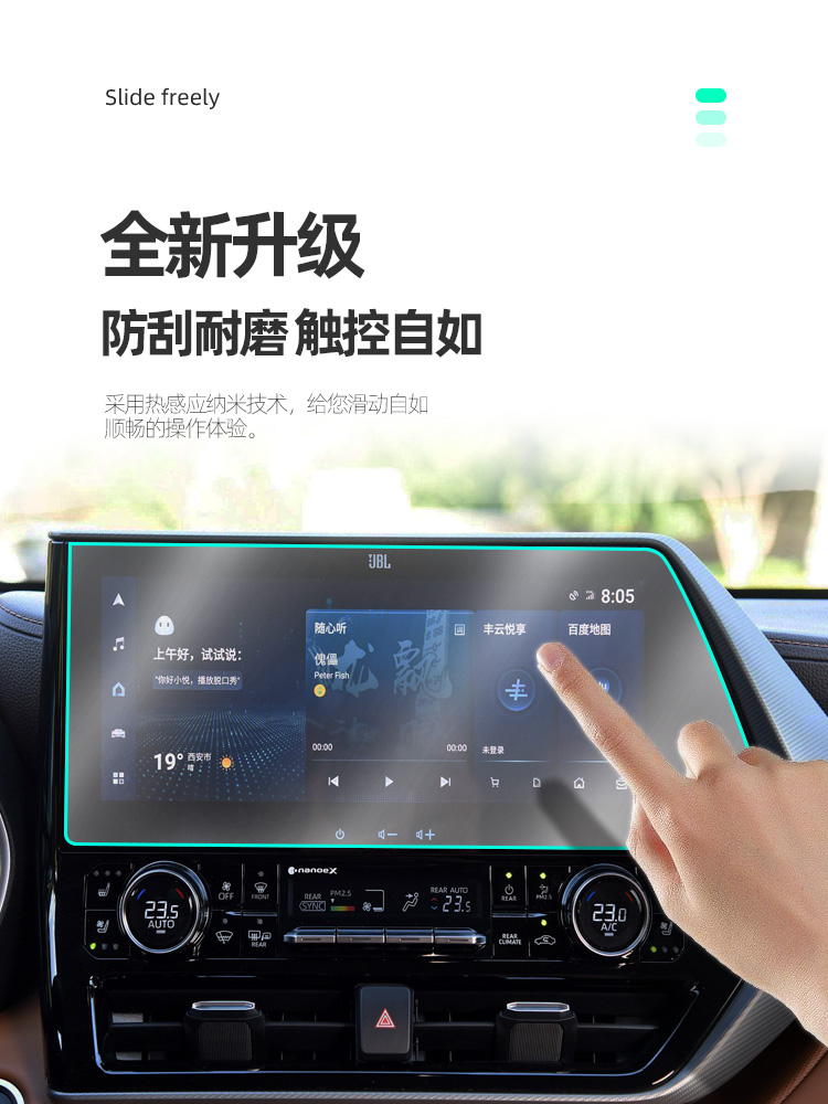 专用2123款汉兰达中控屏幕导航钢化膜皇冠陆放内饰膜仪表保护膜
