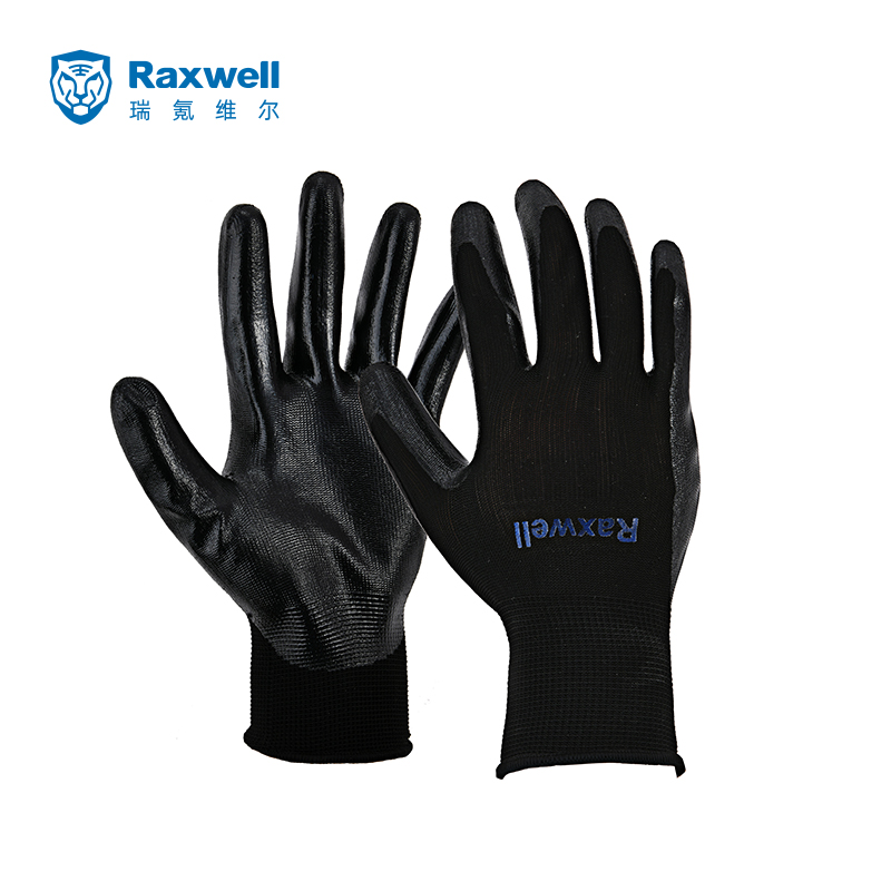 Raxwell涤纶丁腈橡胶劳保手套