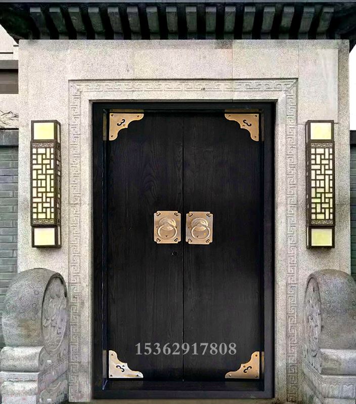 仿古实木大门徽派大门双开古典大门别墅大门庭院门中式进户门定制