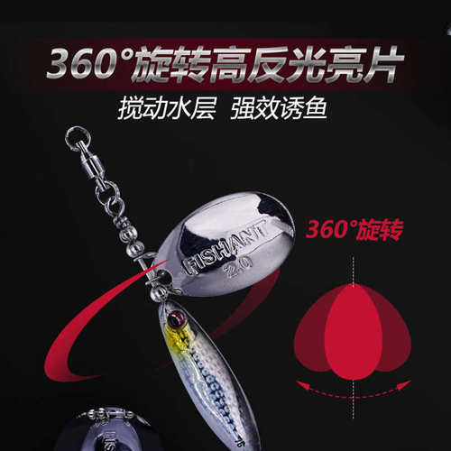 FISHANT飞蚂蚁小飞旋旋转亮片复合亮片远投翘嘴白条马口路亚假饵