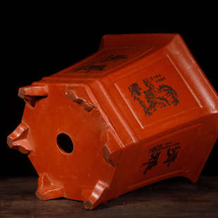 宜兴紫砂六角花盆特大号发财树专用花盆悬崖花盆阳台种菜盆陶瓷大