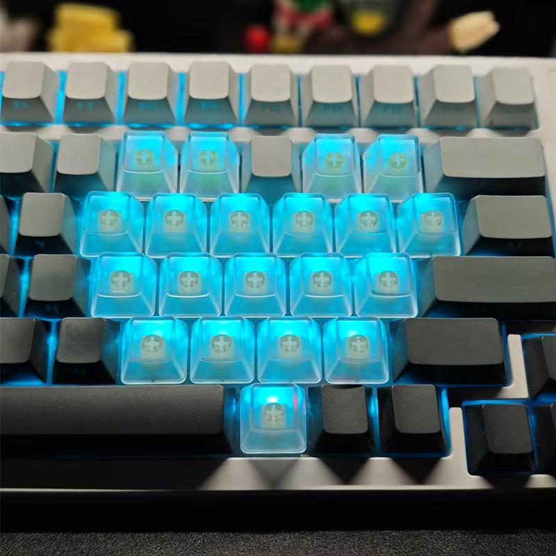 MU68黑白爱心透明键帽十字轴Wooting满改造机械键盘原厂ace60/mad