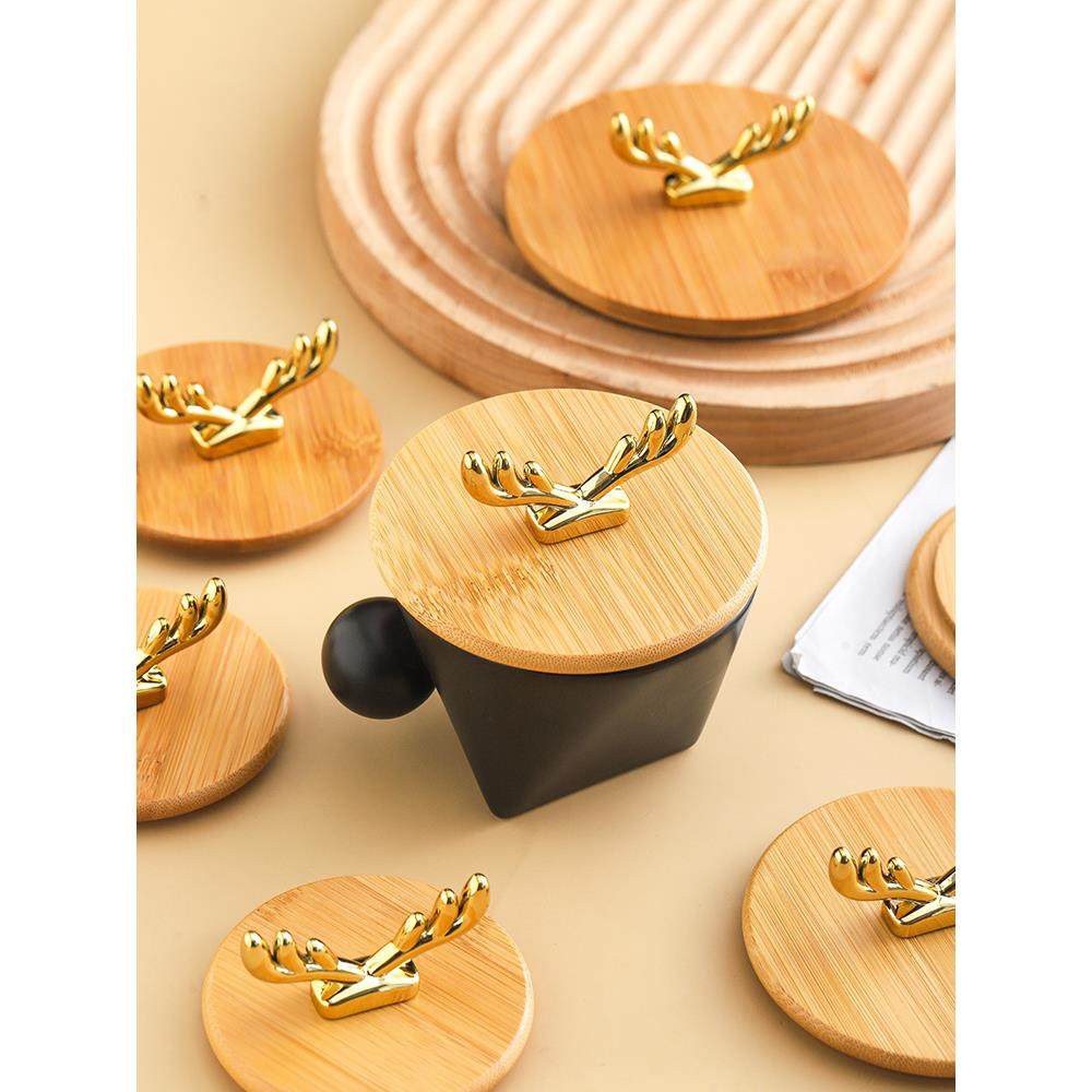 竹木盖通用大口径茶洗烟灰缸防尘盖玻璃茶杯陶瓷马克杯配盖子单卖