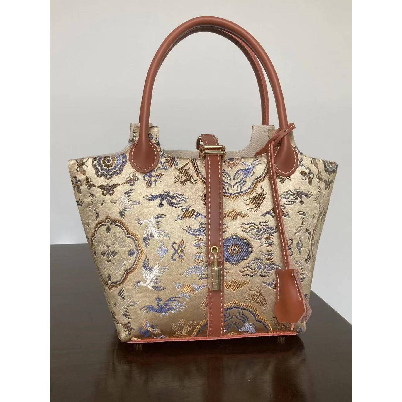 新品圆耳真皮拎手菜篮子水桶包自制半成品钥钥手工DIY视频教学