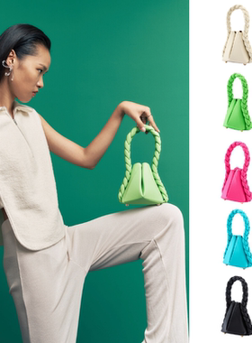 DOUBLEX/双夕小号折叠变形编织包牛皮手提单肩斜挎包女小众高级感