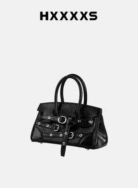 HXXXXS朋克机车包高级感真皮女包大容量单肩手提小挎包骑士包