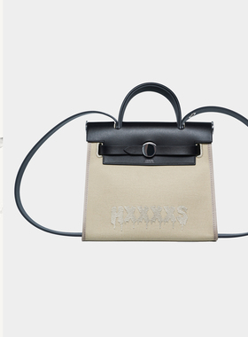 HXXXXS 单肩斜挎小众设计帆布邮差包 新款手提包包女刺绣轻奢