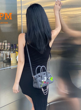 HXXXXS新款恶搞系列水洗牛仔包