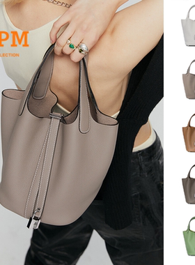 HXXXXS小众设计菜篮子女包高级感真皮潮牌大容量手提水桶包包