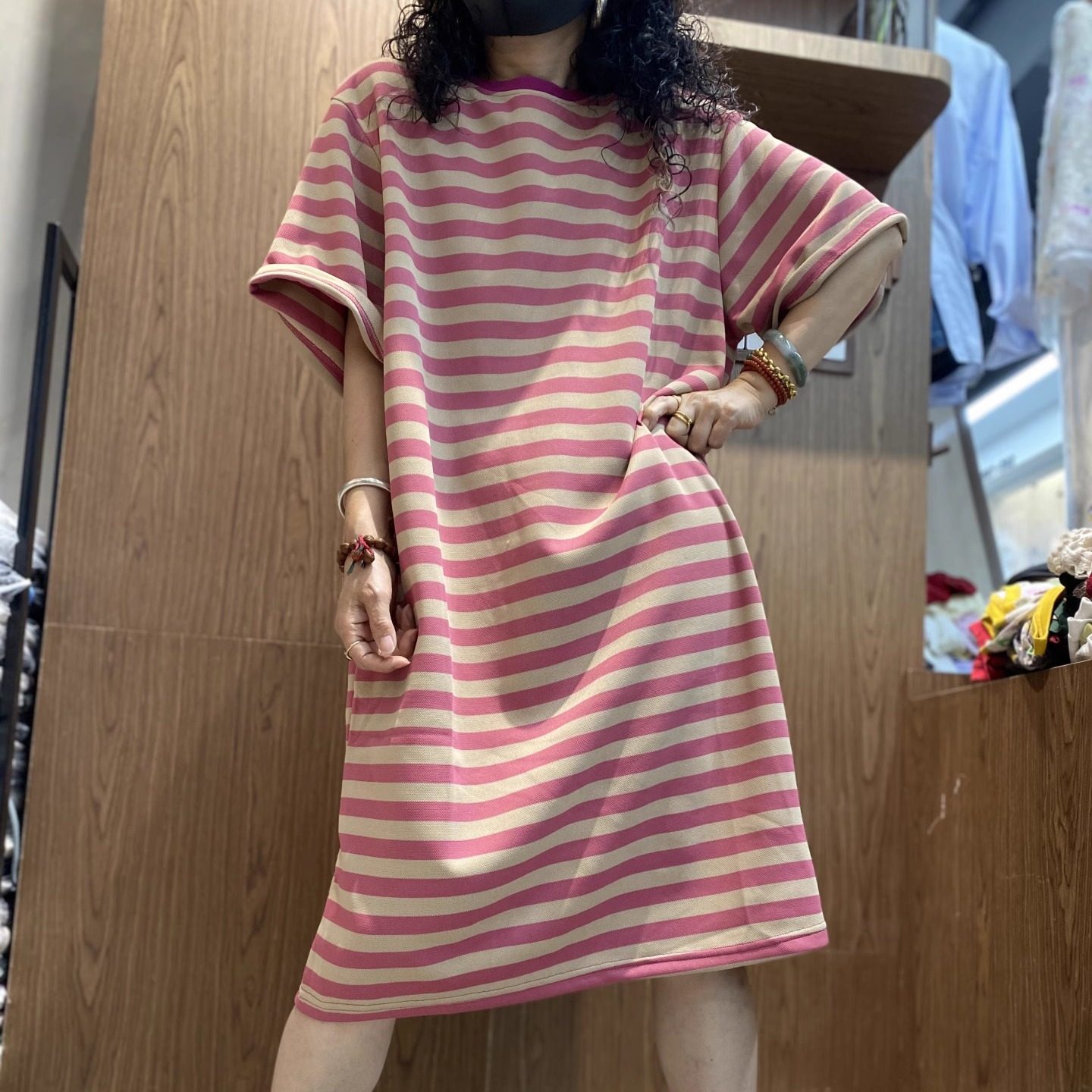 夏季条纹纯棉睡裙女短袖中长款夏天可爱宽松薄款2025新款夏季外穿