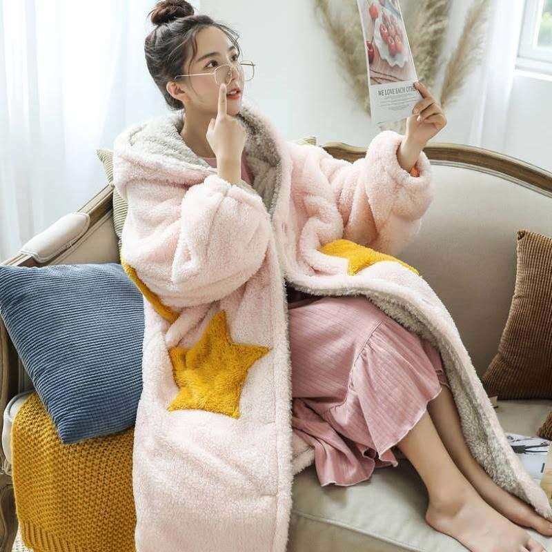 网红秋冬季珊瑚绒可爱风家居服