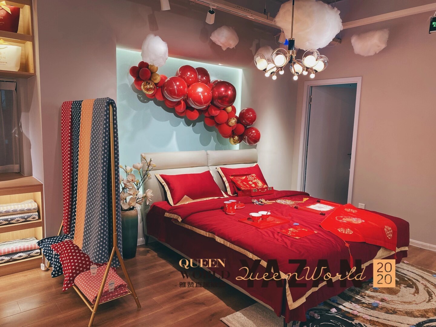 WEDDING GIFTS YAZAN COTTON FOUR-PIECE SET OF TRIBUTE SATIN FABRIC RED MAKEUP LUOXIA RED TRIBUTE SATIN HIGH-END BEDDING